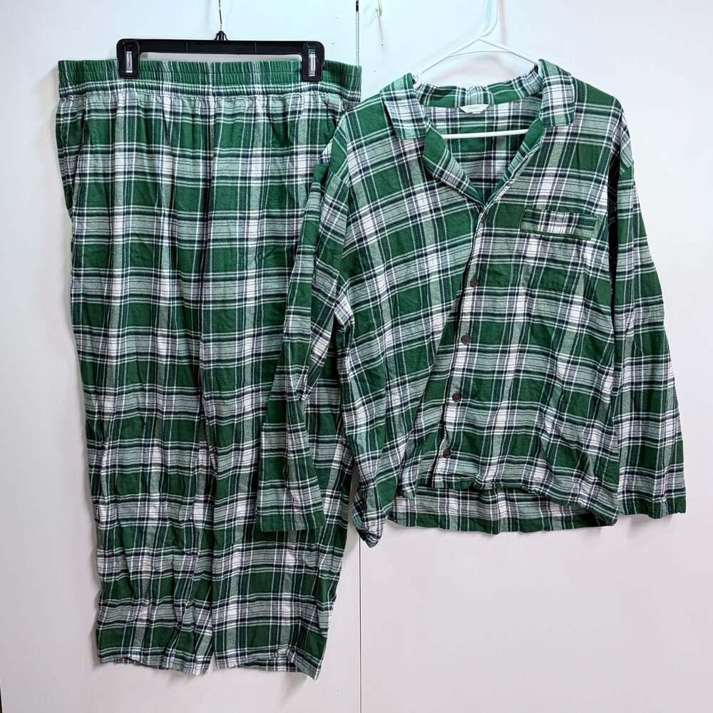 XL Eberjey Men's Tartan Plaid Flannel Long Pajama Set